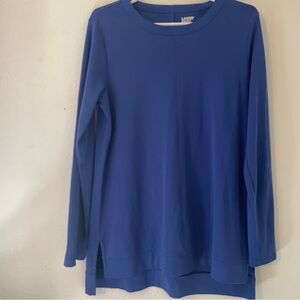 Lands’ End Royal Blue Cotton Blend Tunic Top Uneven Hem Women’s M